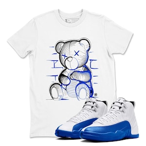 Neon Bear Sneaker Tees - Air Jordan 12 Blueberry, 12 Blueberry Game Royal Blue White Black T Shirt Match