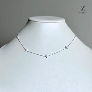 Gold/Silver Dainty Necklace Silver Diamond Necklace Everyday Gold Necklace Dainty Jewelry Flower Station Necklace Dainty Layering Necklace