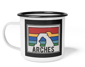 Arcos / Copa del Campamento de Esmalte del Parque Nacional / Taza de senderismo / Taza de camping / Taza de senderismo / Taza de camping / Taza de Utah
