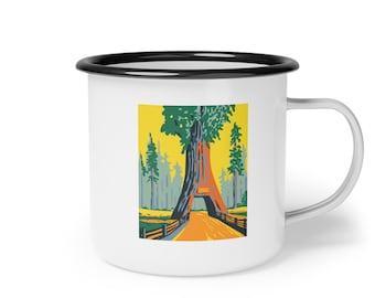 Copa de campamento de esmalte del Parque Nacional Sequoia / Copa Sequoia / Taza con estampado Sequoia / Taza de senderismo / Taza de senderismo / Taza de camping / Taza de camping / California