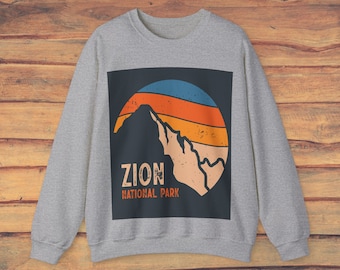 Parque Nacional Zion / Zion Unisex Heavy Blend Crewneck Sudadera / Sudadera Zion / Zion Print / Sudadera retro / Sudadera camping