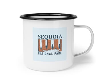 Copa de campamento de esmalte del Parque Nacional Sequoia / Copa Sequoia / Taza con estampado Sequoia / Taza de senderismo / Taza de senderismo / Taza de camping / Taza de camping / California
