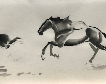 オリジナルの馬の芸術 中国の馬の絵 中国の筆絵 インク 馬のスケッチ