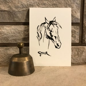 Horse art original &quot;Faces 2&quot; horse pen ink sketch art drawing black white 5x7 equine art equestrian horse lover gift animal stallion mare