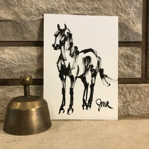 Horse art original &quot;What&#39;s That?&quot; horse drawing horse pen & ink sketch art black white equine art equestrian horse lover quarter horse pony