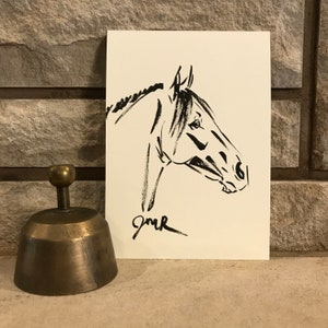 Horse art original &quot;Faces 3&quot; horse pen ink sketch art drawing black white 5x7 equine art equestrian horse lover gift animal stallion mare