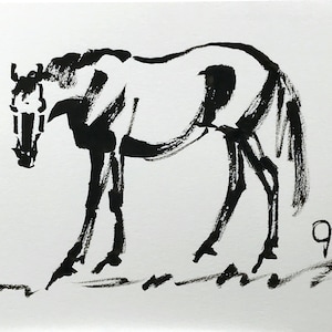 Horse art original &quot;Expressions 5&quot; horse pen ink sketch art drawing black white 5x7 equine art equestrian horse lover gift animal appaloosa