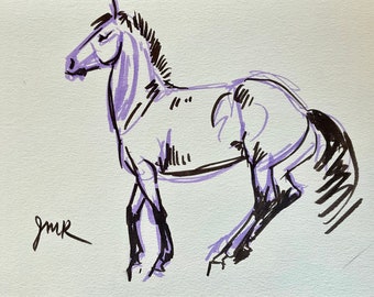 子馬 - オリジナルのグラファイト鉛筆による馬のアートプリント、馬の