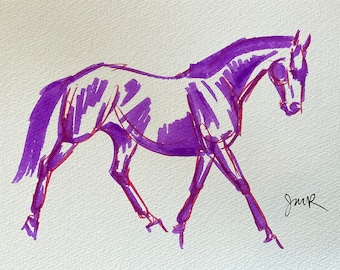 オリジナルの馬の芸術 中国の馬の絵 中国の筆絵 インク 馬のスケッチ