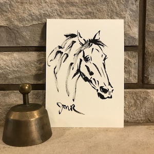 Horse art original &quot;Faces 1&quot; horse pen ink sketch art drawing black white 5x7 equine art equestrian horse lover gift animal stallion mare