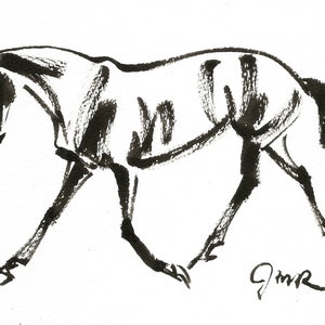 Horse art original &quot;Reno extended trot sketch&quot; unframed horse pen ink sketch art drawing black white 5x7 equine art equestrian Dreamscaping