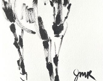 Horse sketch in ink "Curious Arabian" original art drawing black white 5x7 equine equestrian