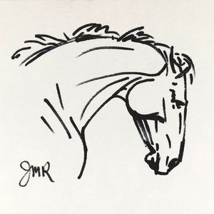 Horse art original horse sketch thoroughbred quarter horse pen & ink sketch horse drawing equestrian art contemporary art horse lover gift