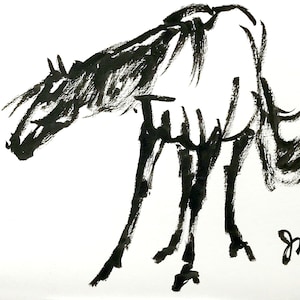 Horse art original &quot;Expressions 6&quot; horse pen ink sketch art drawing black white equine art equestrian horse lover gift animal stallion mare