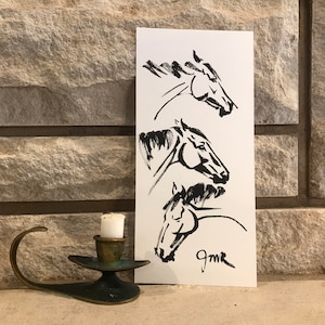 Horse art original &quot;Expressions 8&quot; horse pen ink sketch art drawing black white 5x7 equine art equestrian horse lover gift animal stallion