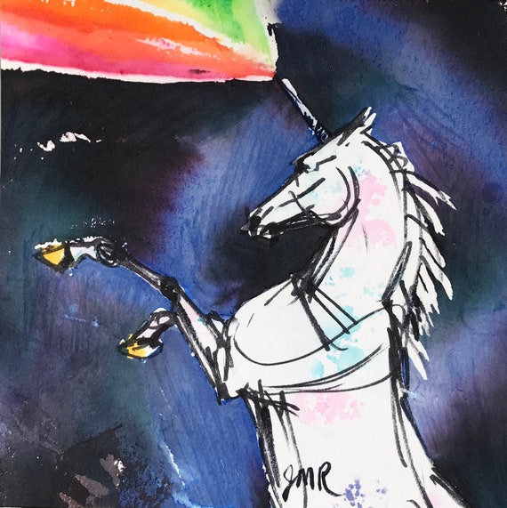 Original Unicorn Art Galactic Unicorn Painting Etsy