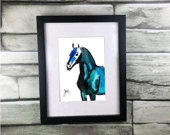 馬のアートプリント「キャンター」オリジナルの中国の筆絵インク馬術