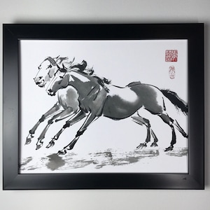 Horse art print &quot;Horse Power&quot; of original Chinese brush painting - unframed horse ink painting art horse lover gift sumi-e asian 马画
