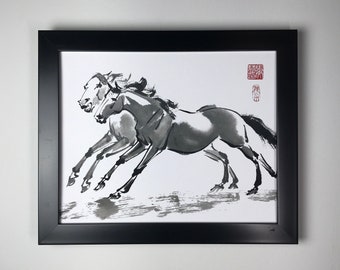 中国絵　馬　肉筆 中国絵 馬 肉筆