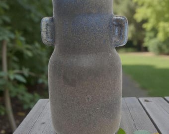 Jasba West German Pottery Vase, 1950s Blue Brown Stoneware Jug, Handled WGP Art Pottery