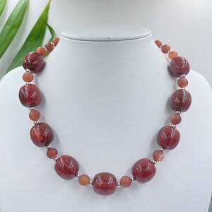 Beaded Agate necklace, big bold statement necklace,Dark Orange chunky bohem necklace,beaded jewelry, gift for women,nature stone necklace