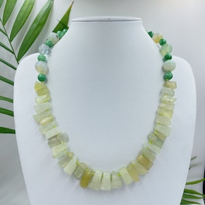 Beaded Agate Gemstone Necklace: Chunky Boho Statement Jewelry