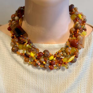 Gemstone necklace, statement necklace,Mix stone chunky necklace,multistrand jewelry,gift for women,handmade necklace, free matching earring