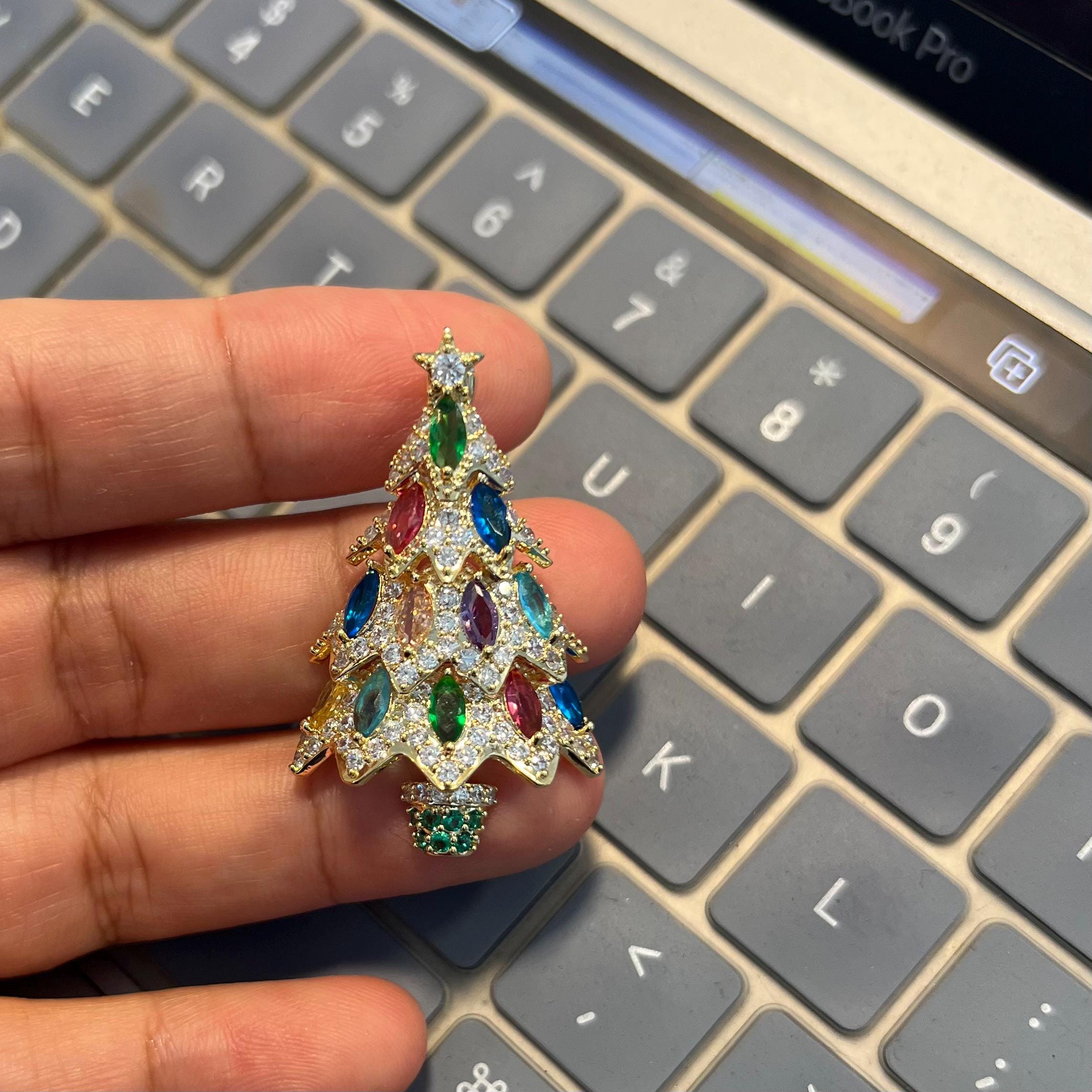 VALICLUD 8 Spille A Forma Di Albero Di Natale, Decorazioni Natalizie In Metallo, 4,5x3,5 Cm, Per Maglioni, Sciarpe, Borse