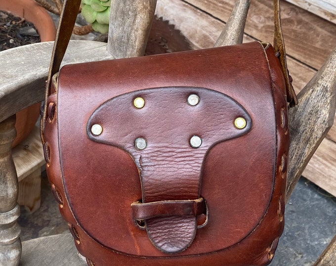 Vintage Hard Leather Saddle Bucket Shoulder Bag Purse 1960s Etsy