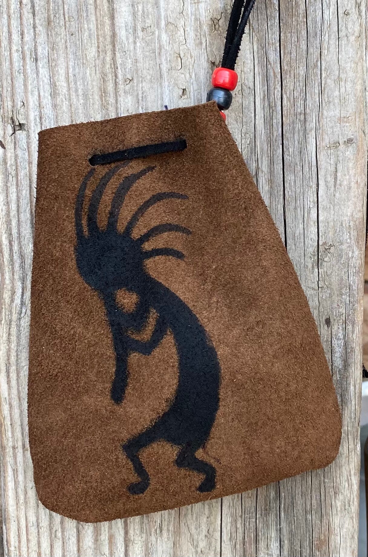 Leather medicine bag/healing stone pouch with painted Etsy