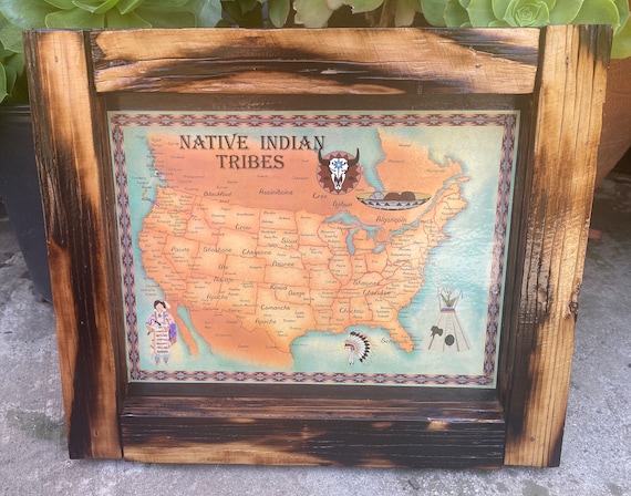 Tribes Frame American Indian Shadow Box RARE NATIVE AMERICAN Indian Folk Art Couple