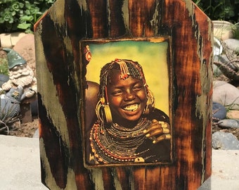 African Girl - Wooden Plaque