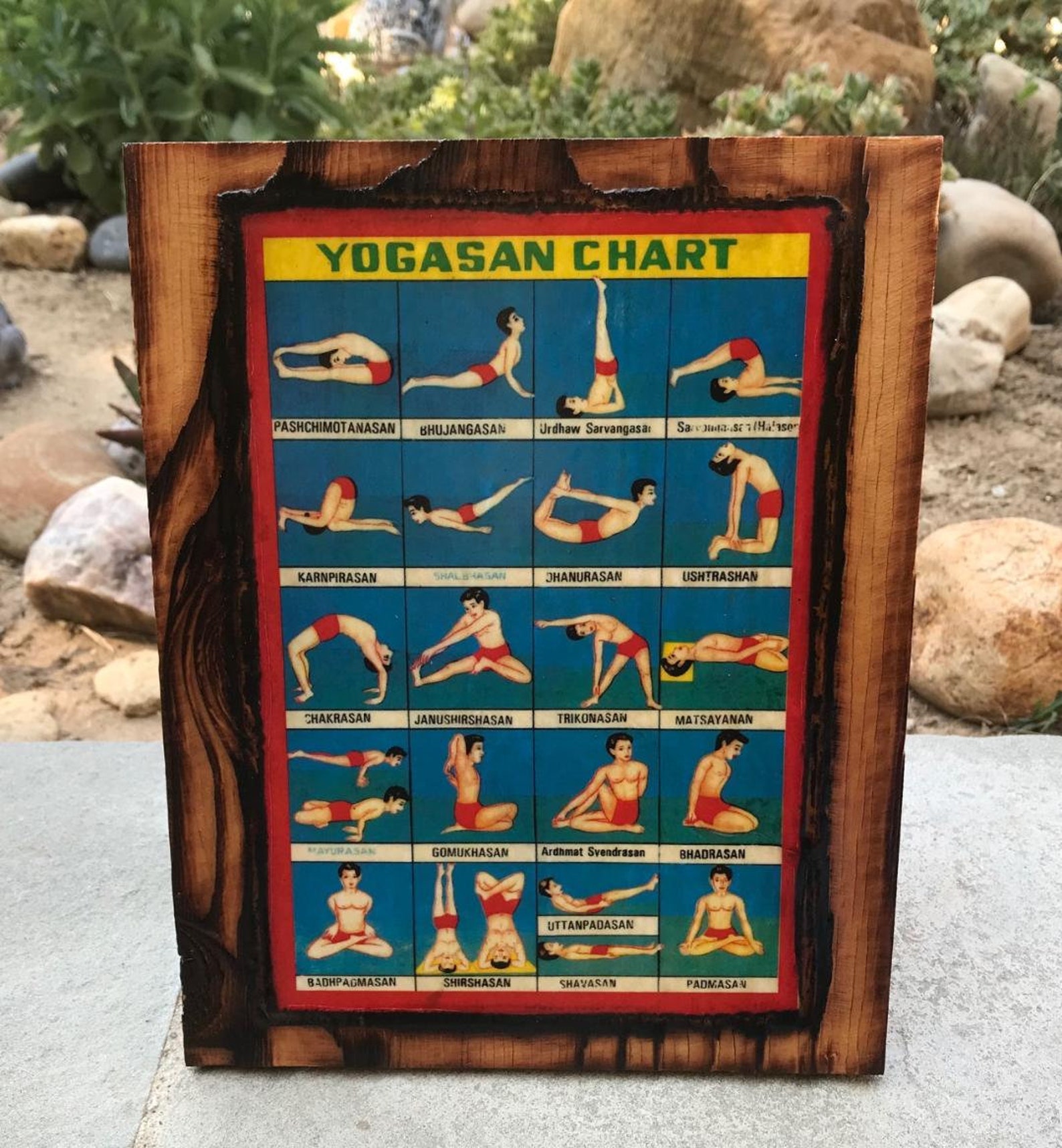 Yogasan Chart Wooden Plaque Etsy