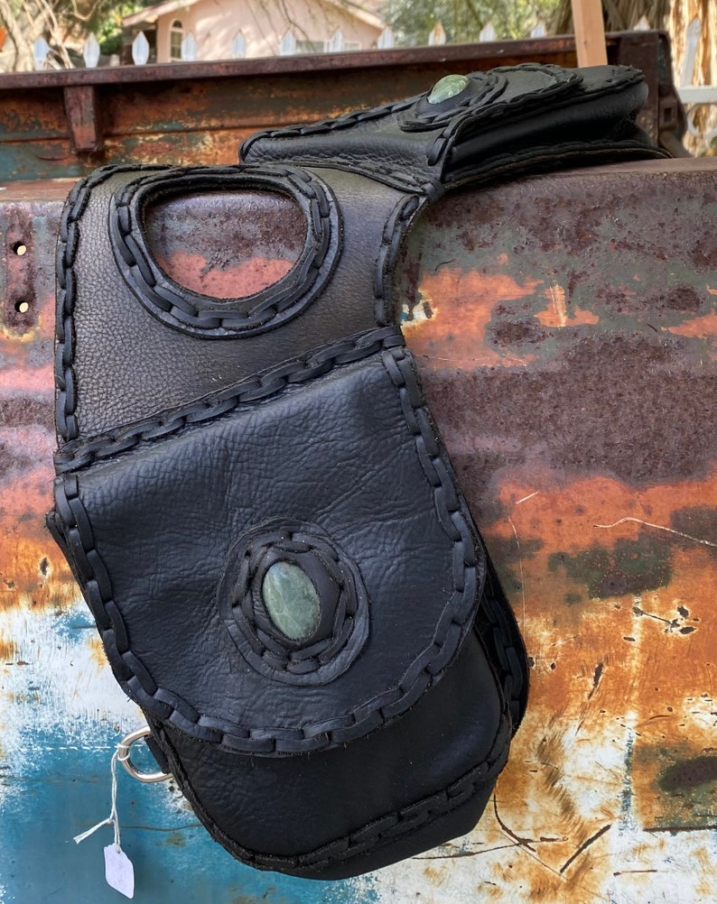 Black Leather Saddle Horn Saddle Bag Hand Stitched and Etsy