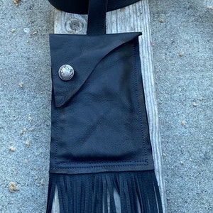 Black soft leather phone pouch/bag/belt bag - Festival Bag
