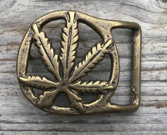 Solid brass Vintage belt leaf pattern Vintage Belt Buckle Marijuana Leaf Solid Brass 1970s Baron  main image 4