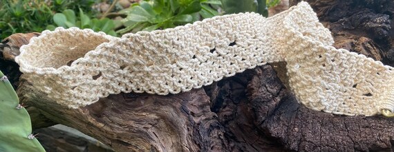 Vintage Macrame Belt With Solid Brass Native Amer… - image 4