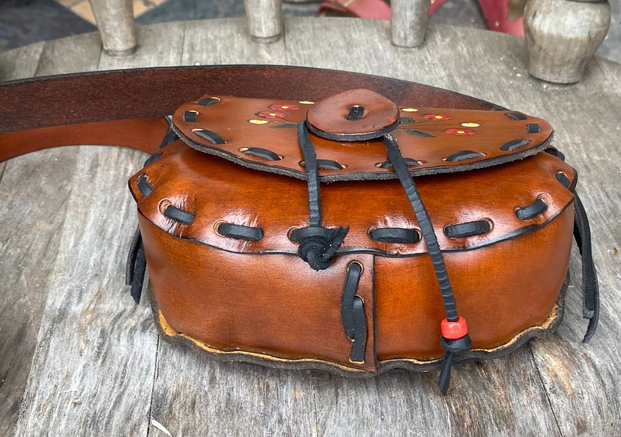 Small Adorable Vintage Leather Hippie Boho Festival Bag