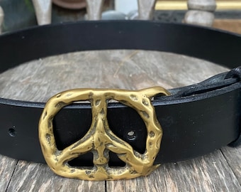 Artisan Handcrafted Hand Tooled World Peace Sign Leather  display picture 2