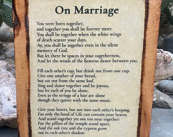 On Marriage Quote by Kahil Gibran - Wooden Plaque