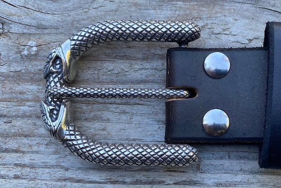 Brown Leather Belt With Antique Silver Plated Infinity Snake  display picture 1