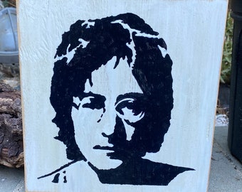 John Lennon Stencil Art - Wooden Plaque