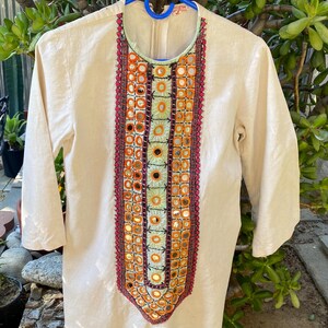 トップス Dead stock vintage embroidered tunic Unworn-vintage Floral Embroidered Short Sleeve Tunic Blouse
