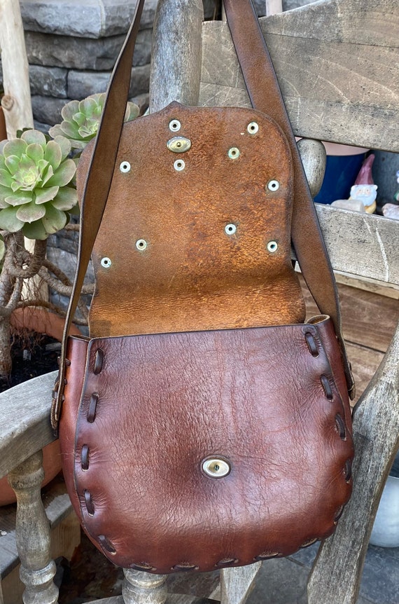 70\'s vintage brown leather Artisan hippie Festival Vintage 70 main image 3