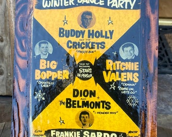 Winter Dance Party, Buddy Holly, Ritchie Valens, Big Bopper 1959 - Wooden Plaque