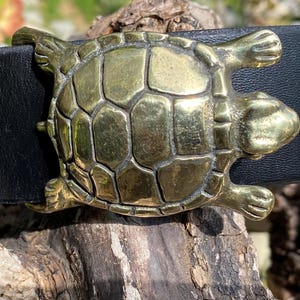 Turtle Brass Vintage Adjustable Leather Belt Vintage brass turtle - Gem main image 3
