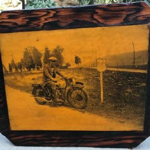 Vintage British Douglas Motorcycle Photo - Wooden Plaque