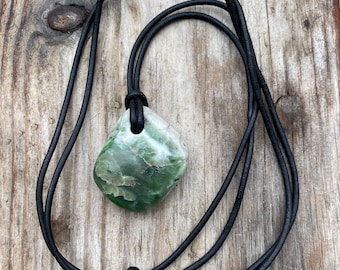 Yukon Jade Pendant/necklace on long black leather string