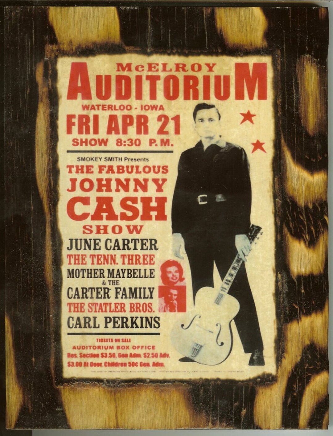 Johnny Cash in Concert/ Concert Poster - Wooden Plaque - Etsy