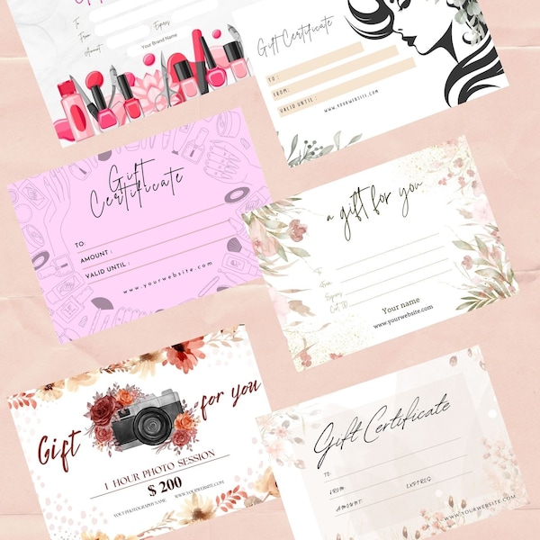 Gift Certificate Template Editable Printable, Gift template,  Salon Voucher Manicure  Beauty Gift Certificate,Manicure Certificate Template